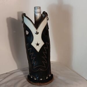 Western Leather Boot Top Wine Bottle Holder